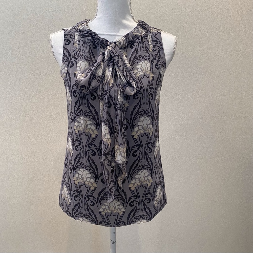 Tory Burch Print Silk Sleeveless Top  size 2 EUC